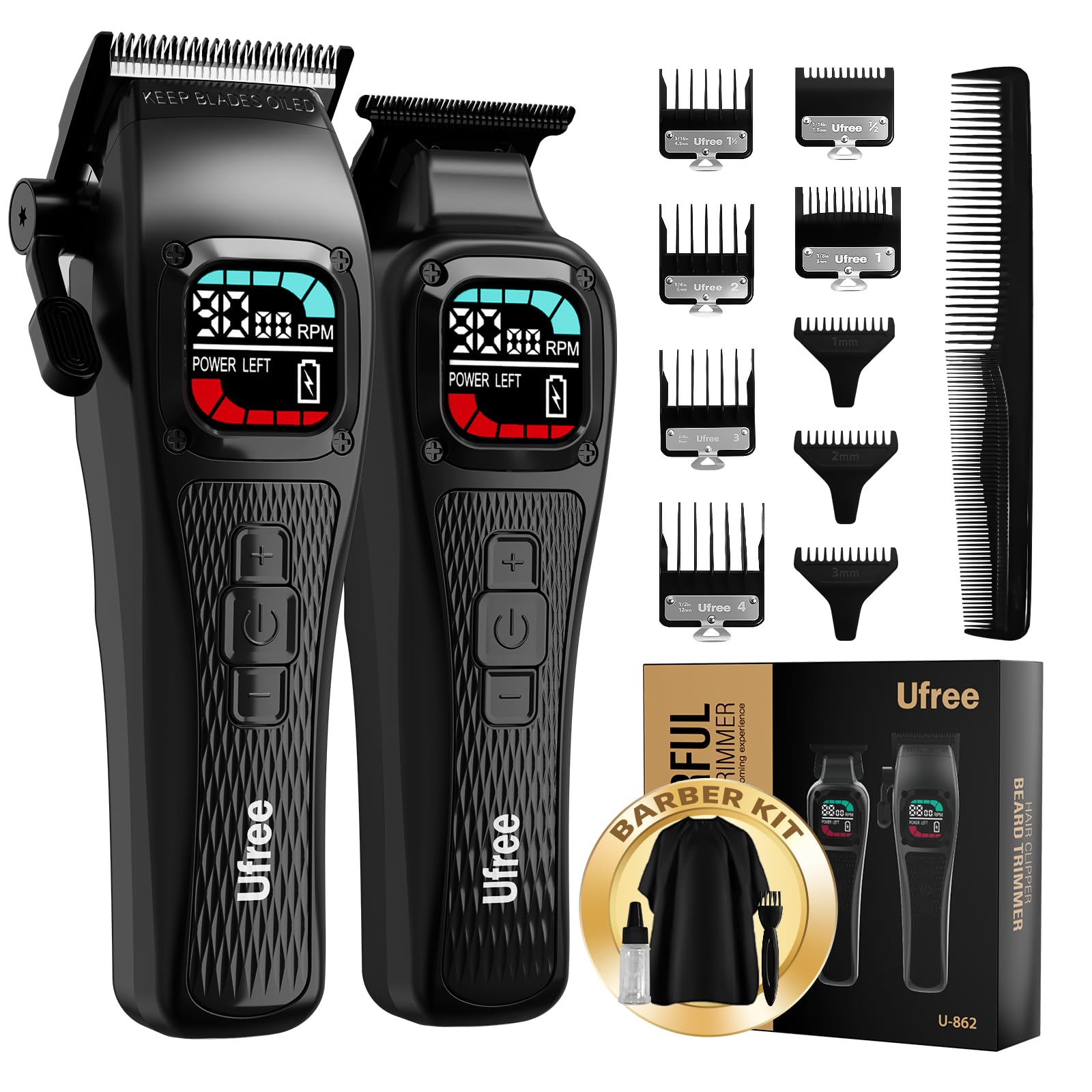Tondeuses professionnelles Ufree pour homme – ensemble complet pour coupe précise à domicile.