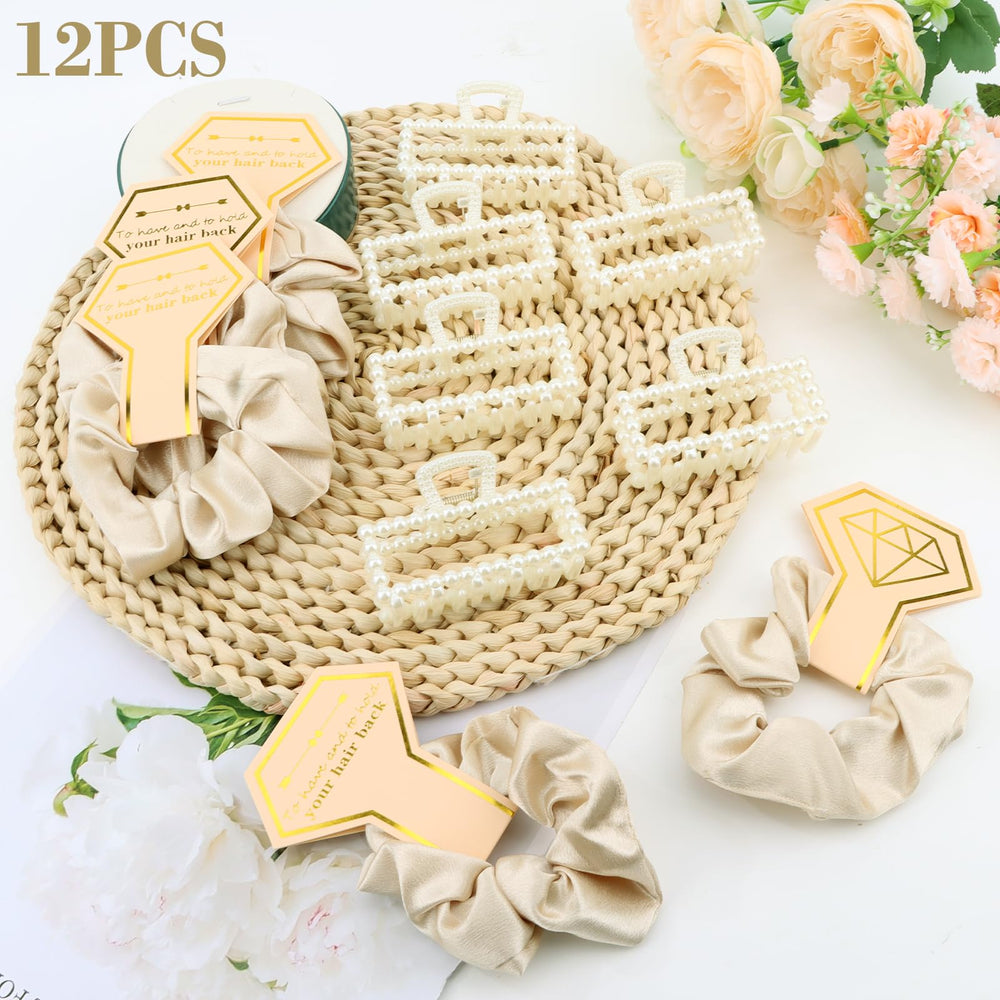 Uintoon accessoires fête pré-mariage, chouchou satin et clip perle.