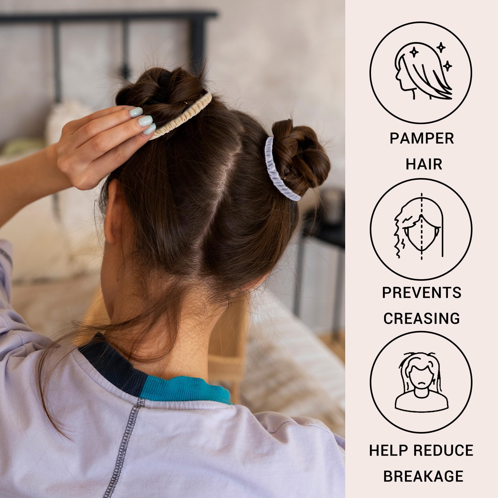 Utilisation facile des chouchous Uisgong pour une queue de cheval noir.