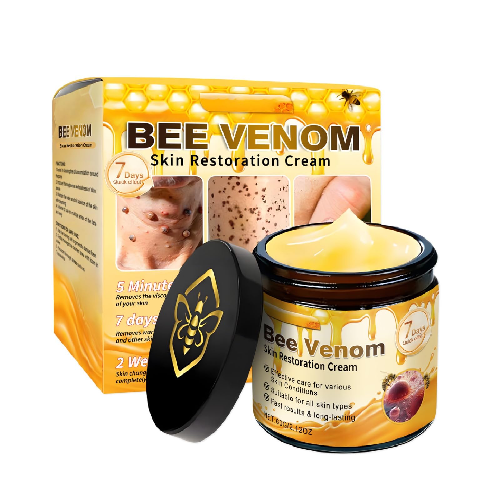 UKDVRL Crème Venin Abeille – bouteille visible, hydratation en profondeur.