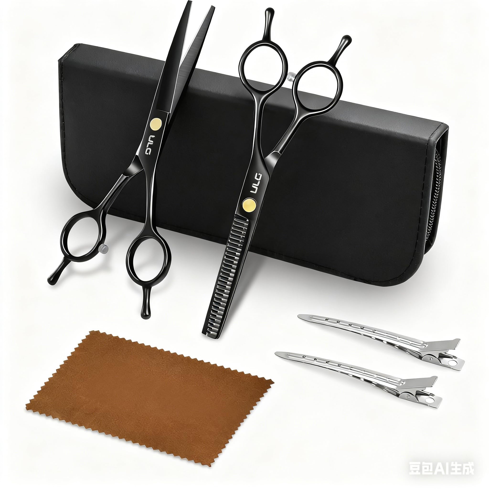 Ciseaux ULG professionnels noirs pour une coupe précise et durable.