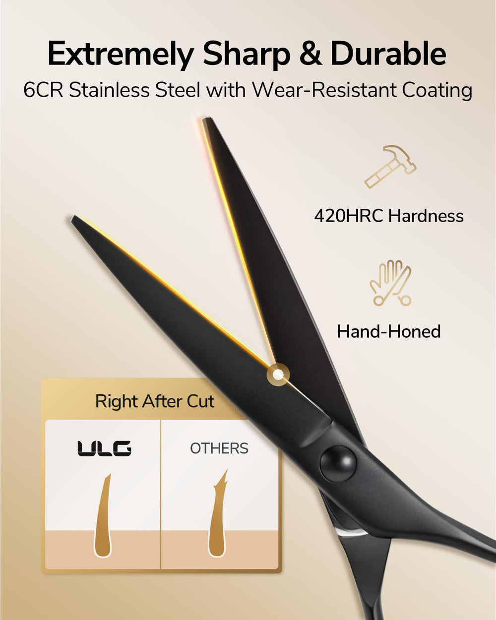 Ciseaux d'effilage ULG 32 dents en noir mat pour texture fluide
