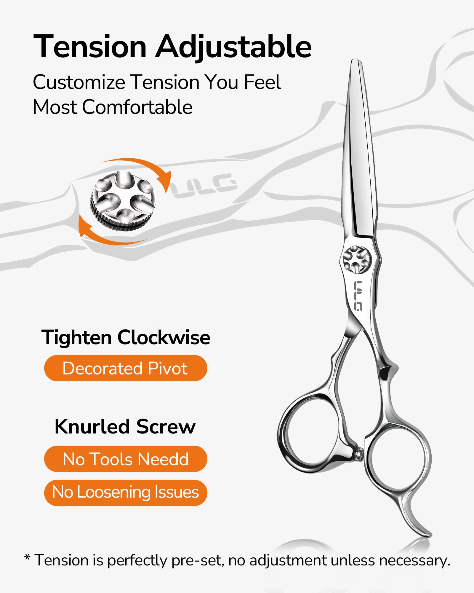 ULG ciseaux-coiffure-tension-ajustable-sans-outils pour un contrôle personnalisé