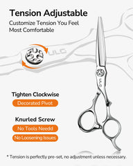ULG ciseaux-coiffure-tension-ajustable-sans-outils pour un contrôle personnalisé