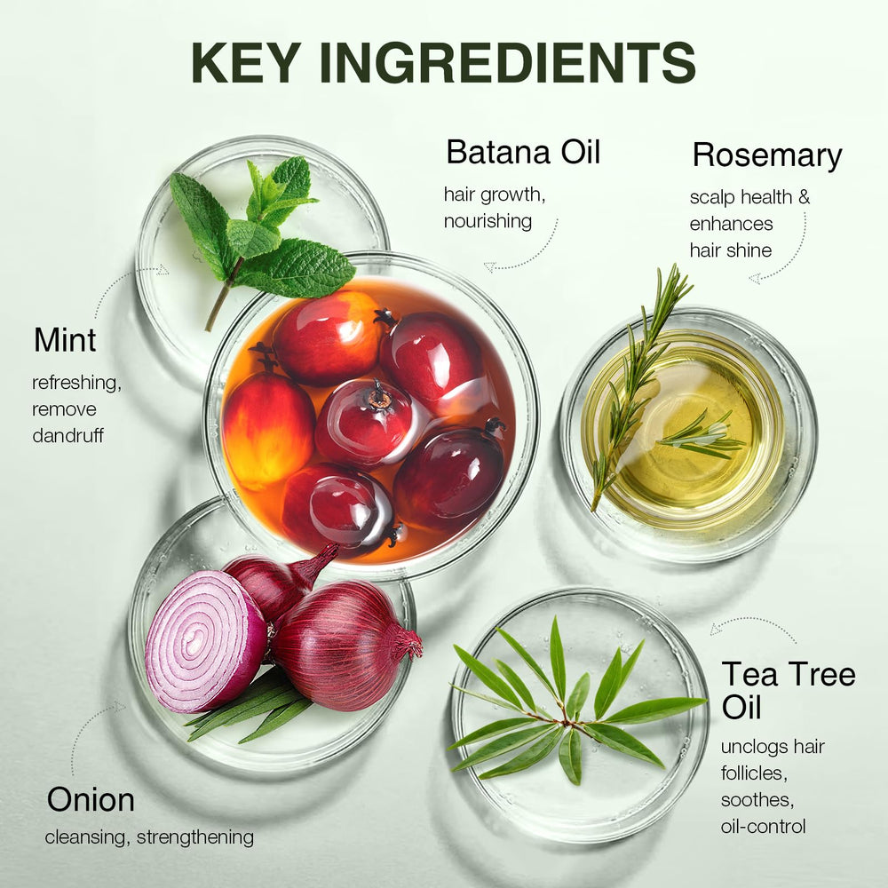 ulluxe-batana-hair-growth-shampoo-arbre-a-the : nettoie et apaise le cuir chevelu tout en purifiant les résidus.