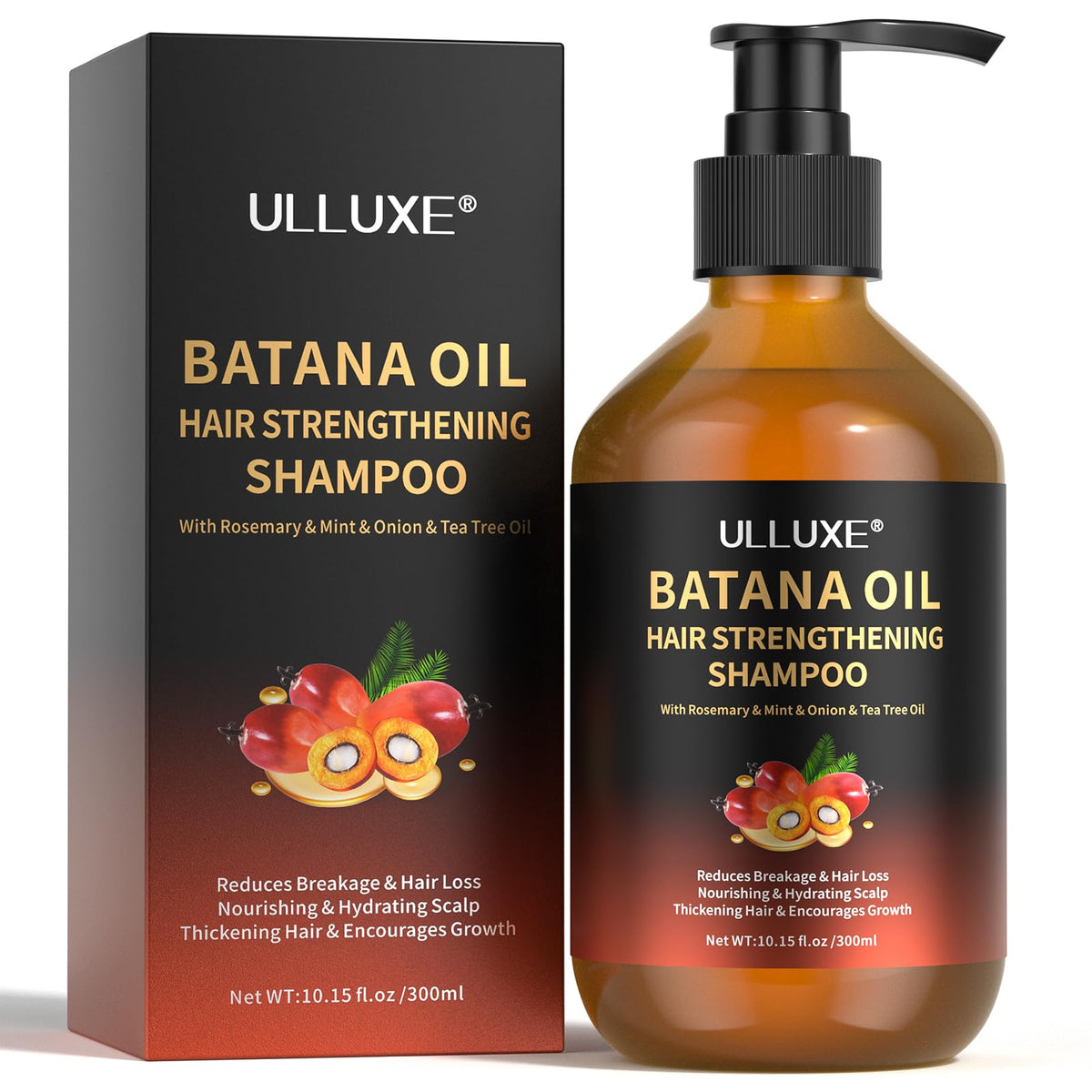 ulluxe Batana Hair Growth Shampoo – bouteille : nettoie en douceur et laisse le cuir chevelu frais.