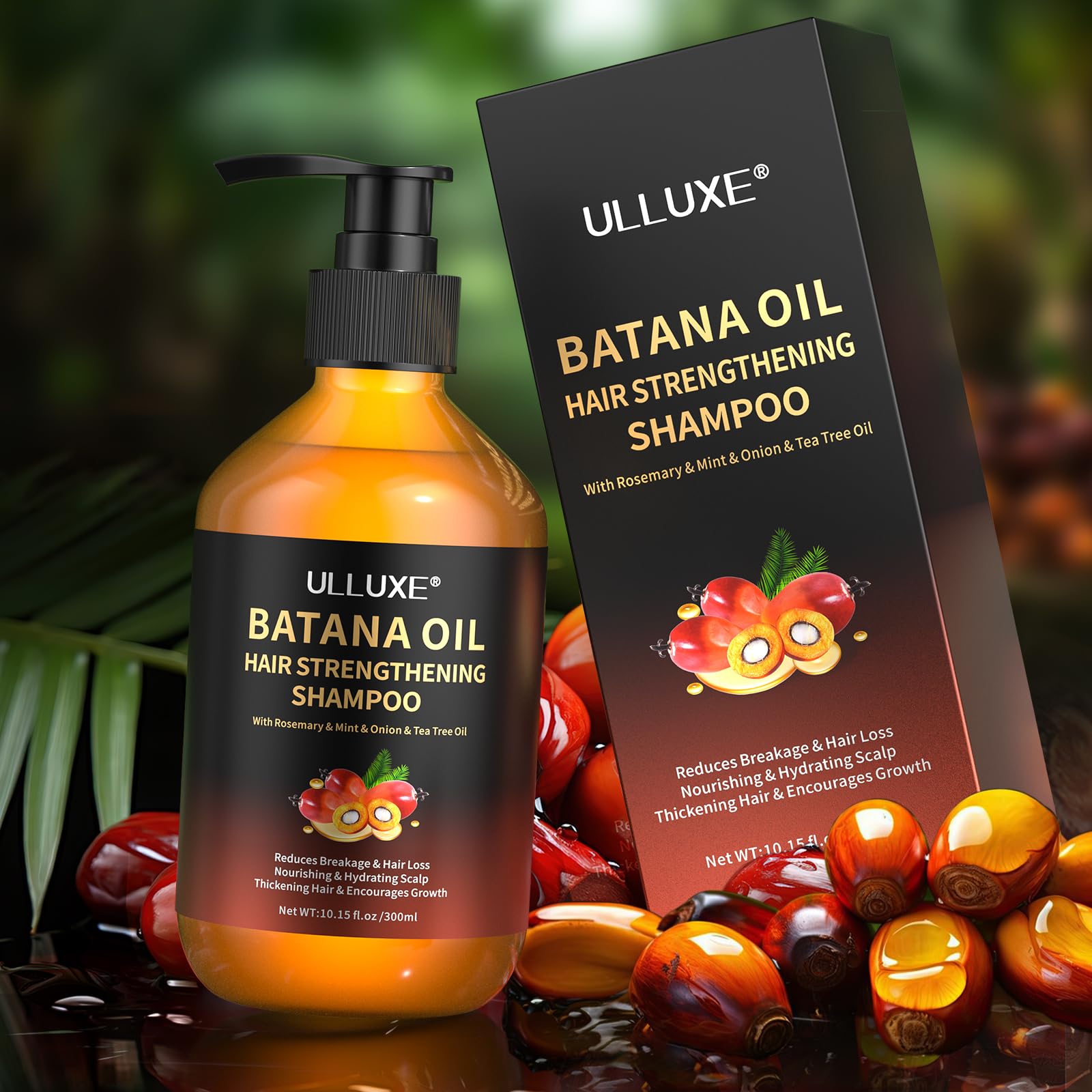 ulluxe-batana-hair-growth-shampoo-cheveux-brillants : apporte brillance naturelle et apparence soignée.