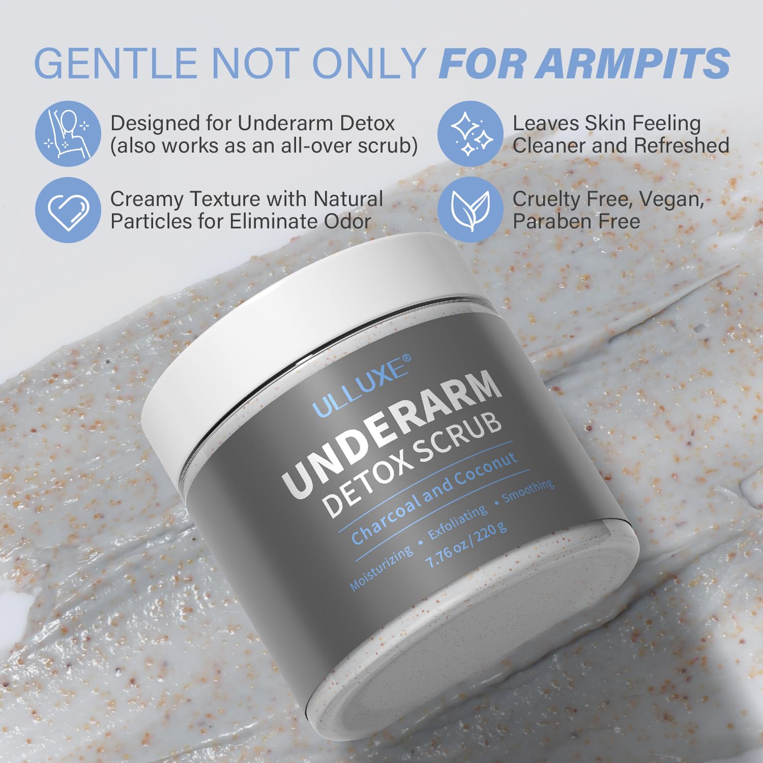 Exfoliant corps ulluxe zone bikini: peau plus lisse et uniforme.