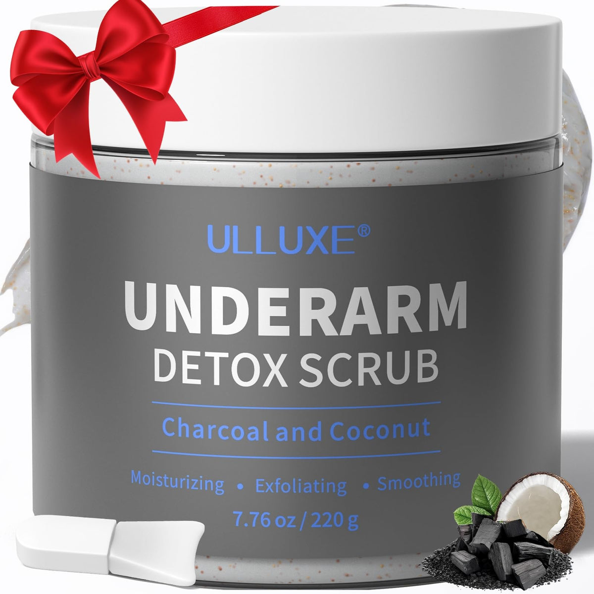 Gommage charbon ulluxe pour sous-bras: détox et peau plus fraîche.