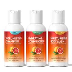 Kit voyage Ulluxe: trio shampooing, après-shampooing et douche, pratique pour les déplacements