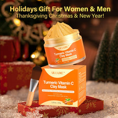 ulluxe Masque argile curcuma vitamine C - applicateur pinceau inclus pour une application propre.