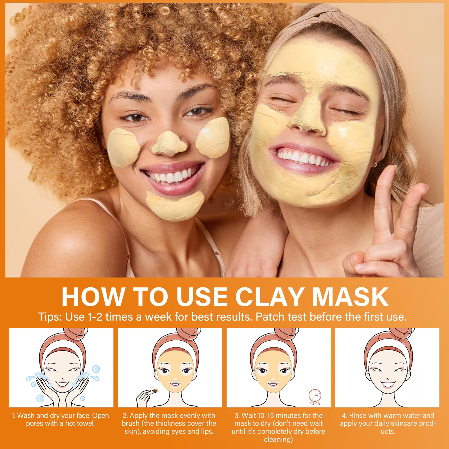 ulluxe Masque argile curcuma vitamine C - convient à tous types de peau, vegan.
