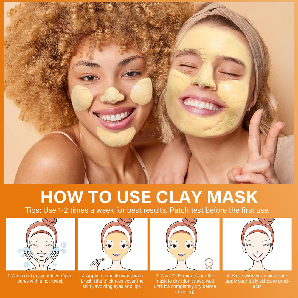 ulluxe Masque argile curcuma vitamine C - convient à tous types de peau, vegan.