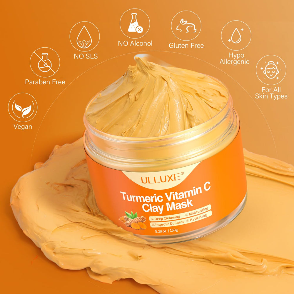 ulluxe Masque argile curcuma vitamine C - étape rapide de 10 à 15 minutes pour spa à domicile.