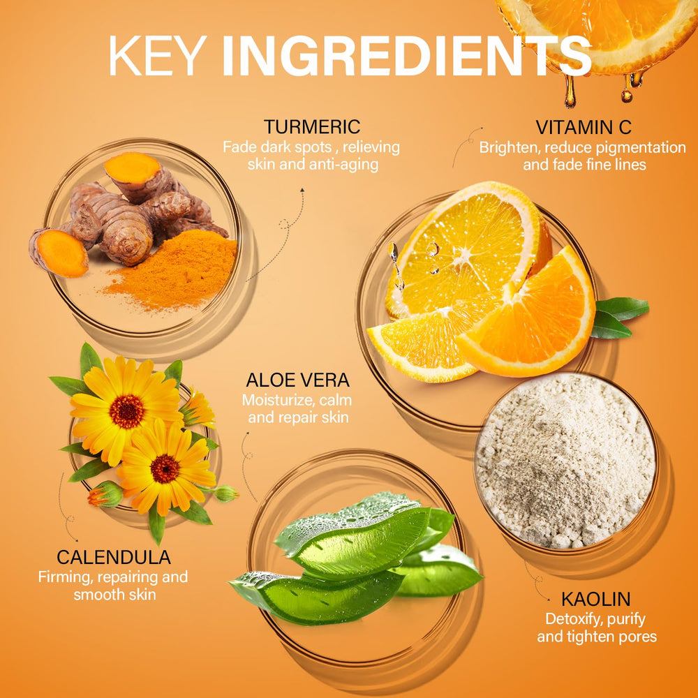 ulluxe Masque argile curcuma vitamine C - pores minimes et teint uniforme.