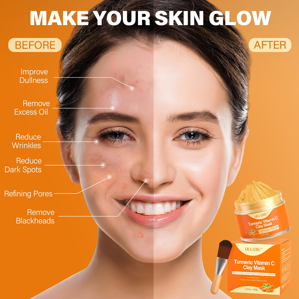 ulluxe Masque argile curcuma vitamine C - texture onctueuse prête à poser.