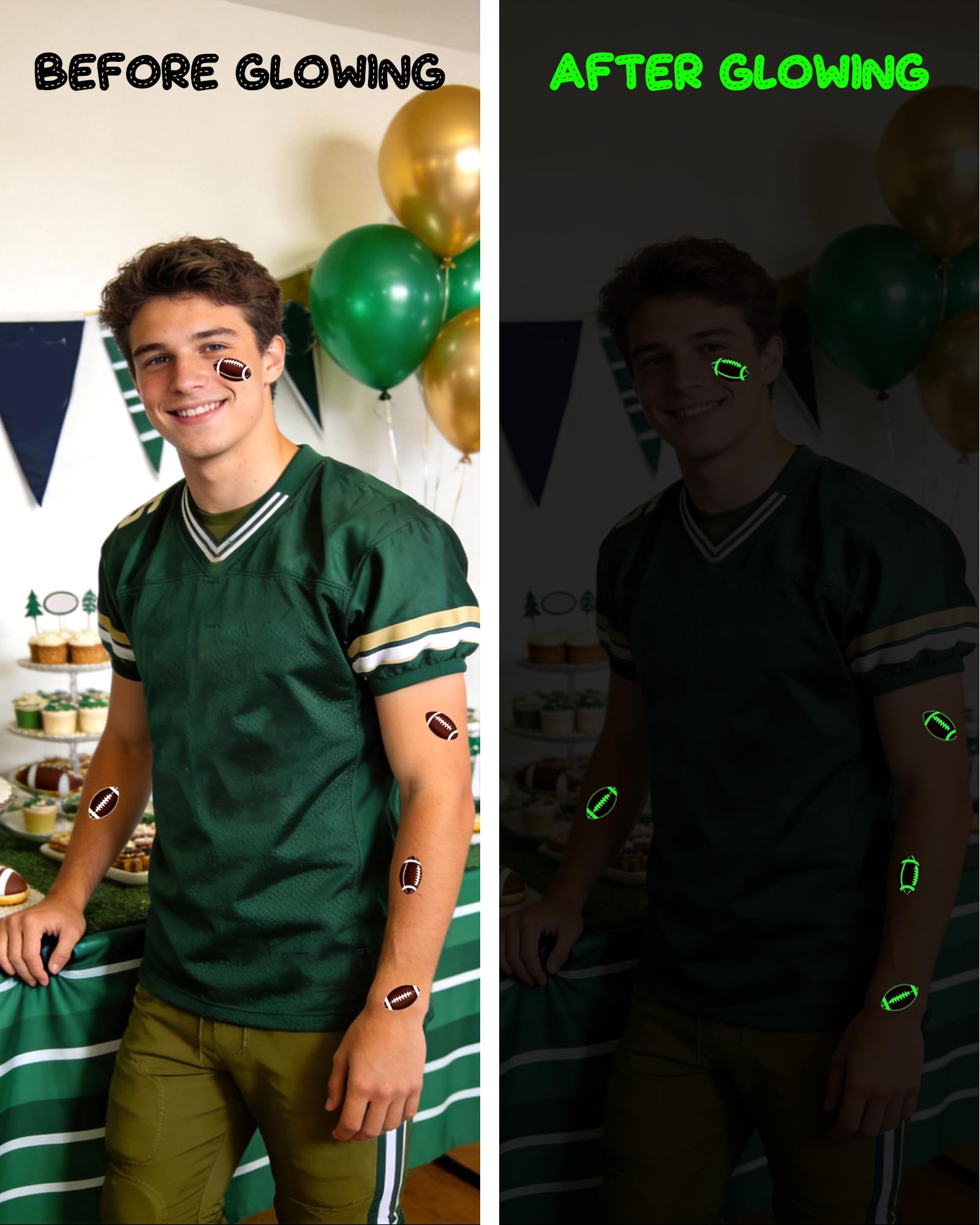 Ulmisfee tatouages football lumineux: retrait facile avec huile pour un nettoyage rapide.