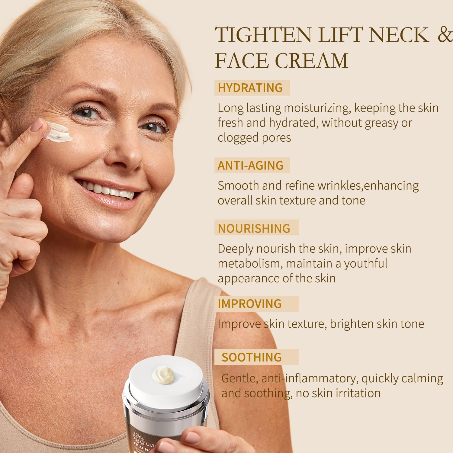 ULTIBELA Crème Cou – actifs retinol et miel mis en avant pour nourrir.