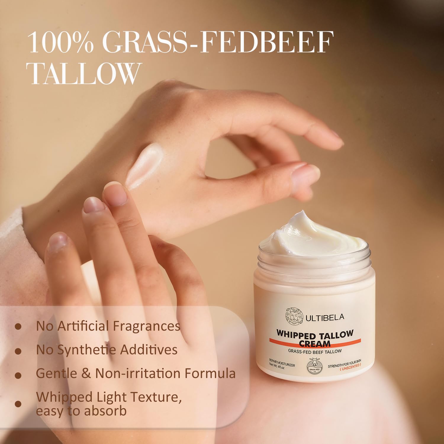 Texture cremeuse du tallow boeuf pour soin quotidien.