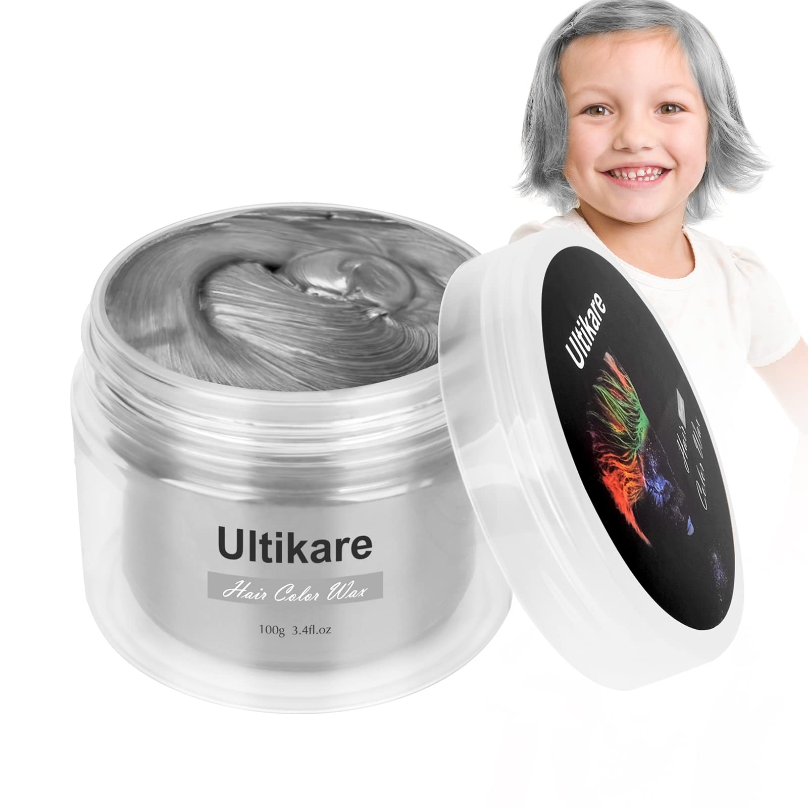 Ultikare colorant cheveux gris — bouteille visible, couleur temporaire facile à retirer