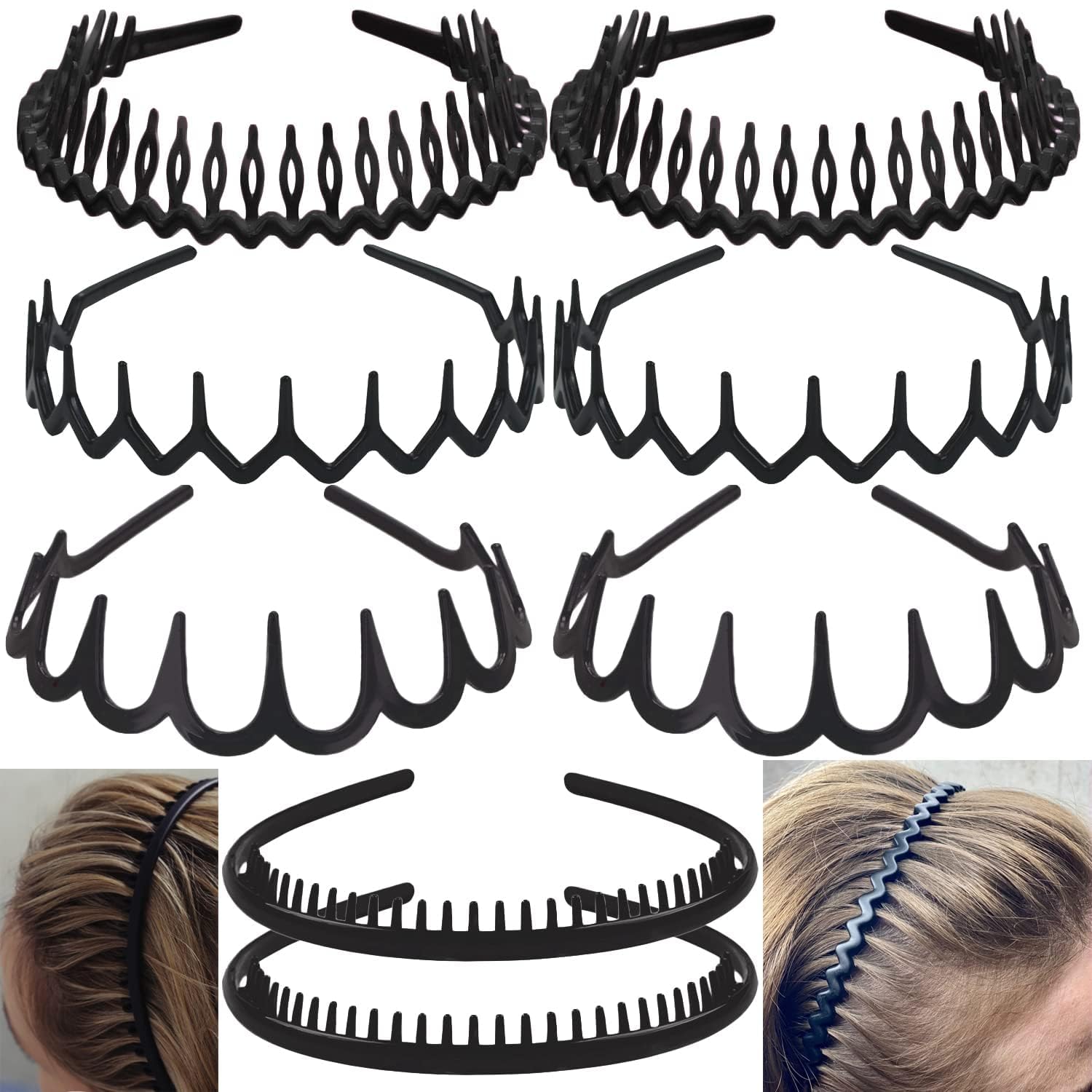 Bandeaux ULTIMUTE sans glisse noir mat, confort durable pour cheveux au quotidien.