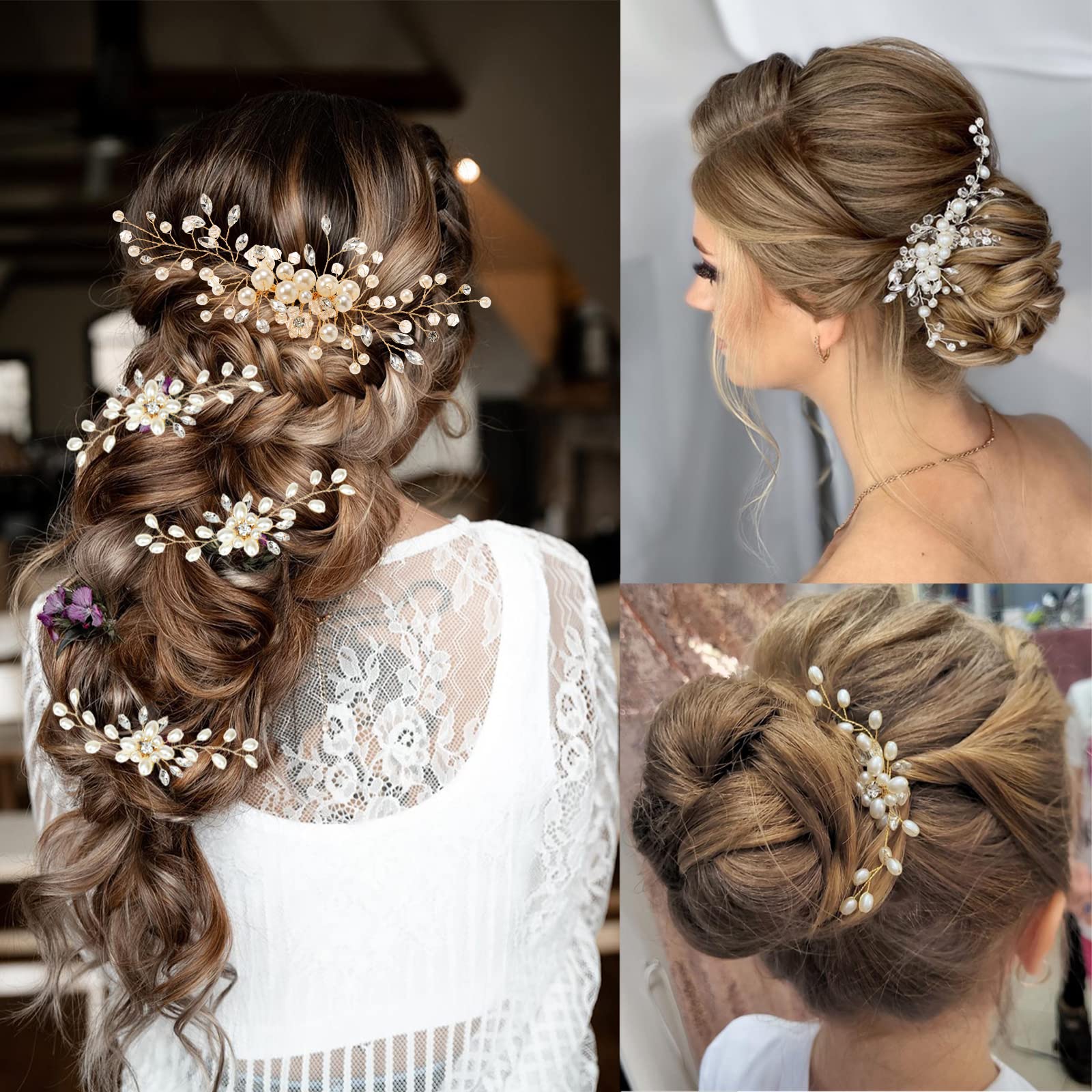 Barrettes Ultimute en or et perles, fixation sûre pour la coiffure.