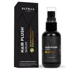 Sérum Ultrax Hair Plush – bouteille 50 ml, favorise la repousse potentielle des cheveux.