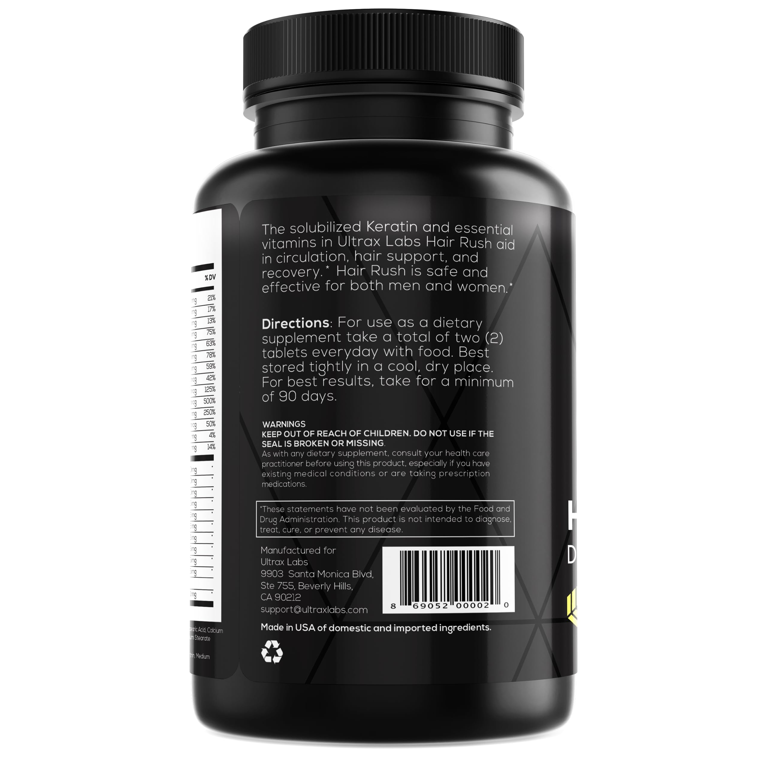 Hair Rush Ultrax Labs, utilisation quotidienne dans une routine capillaire.