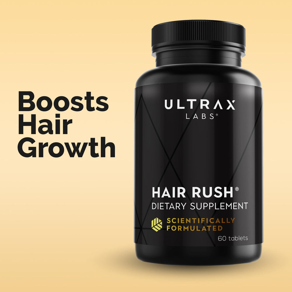 Hair Rush Ultrax Labs, vitamine B6 et magnésium, nutriments essentiels pour la chevelure.