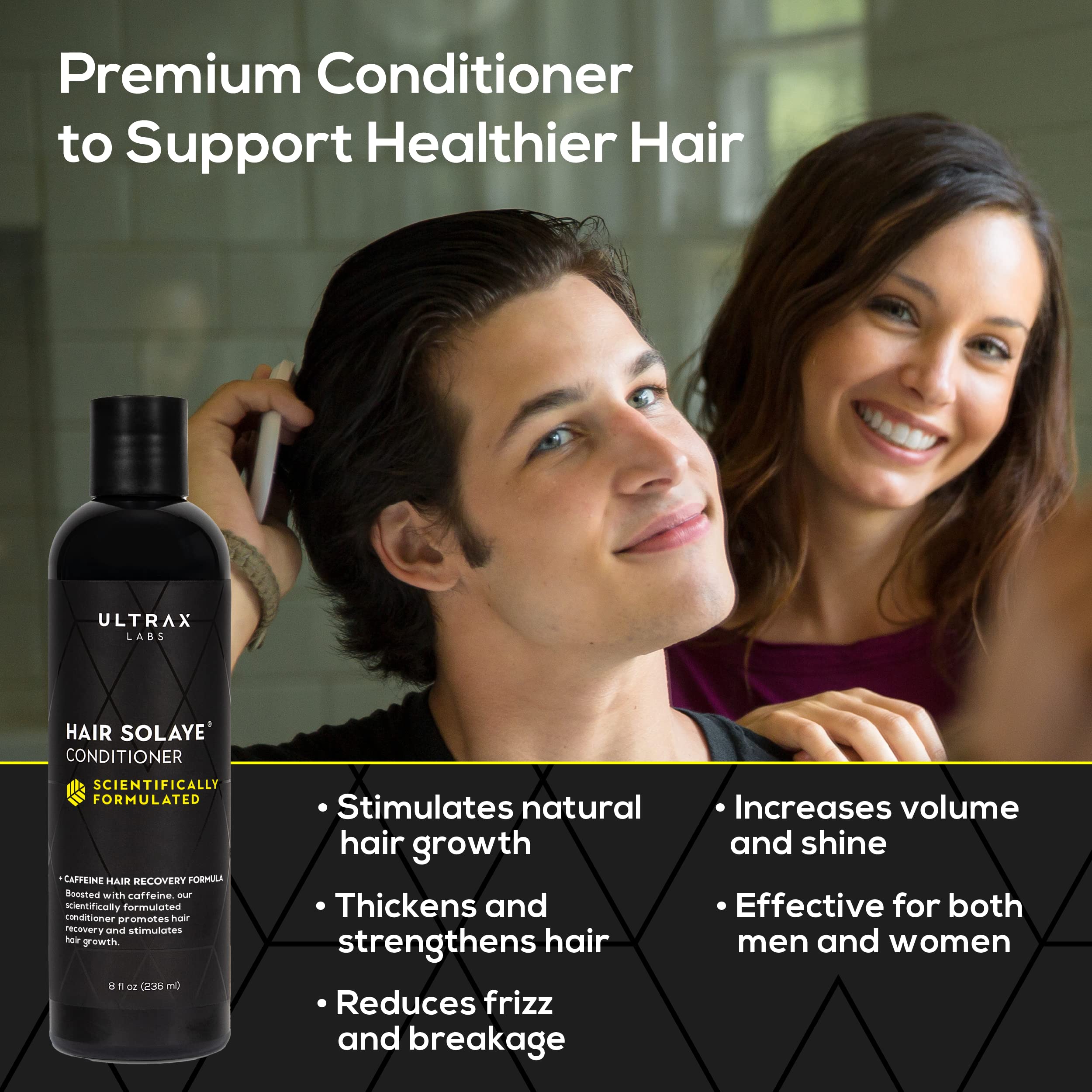 Hair Surge: ingrédients actifs nourrissants visibles pour épaissir les cheveux.
