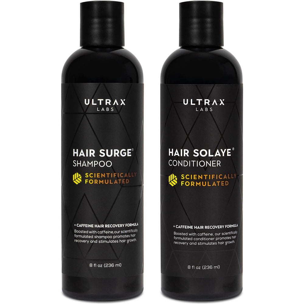 Shampoing Hair Surge Ultrax Labs, bouteille prête à renforcer les cheveux.