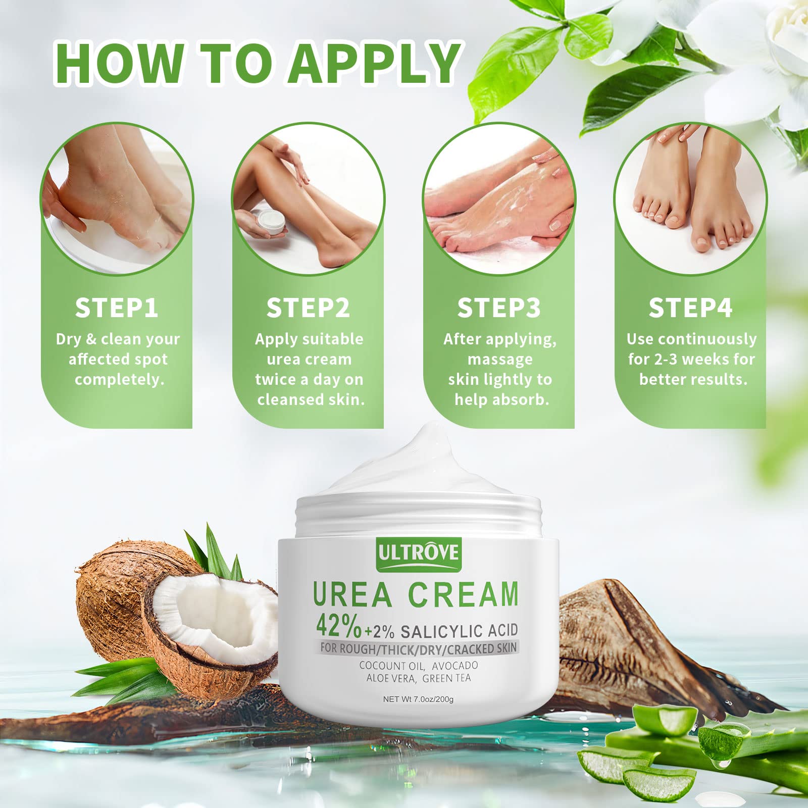 Ingrédients végétaux de la Crème Urée Ultrove 42% et 2% salicylique