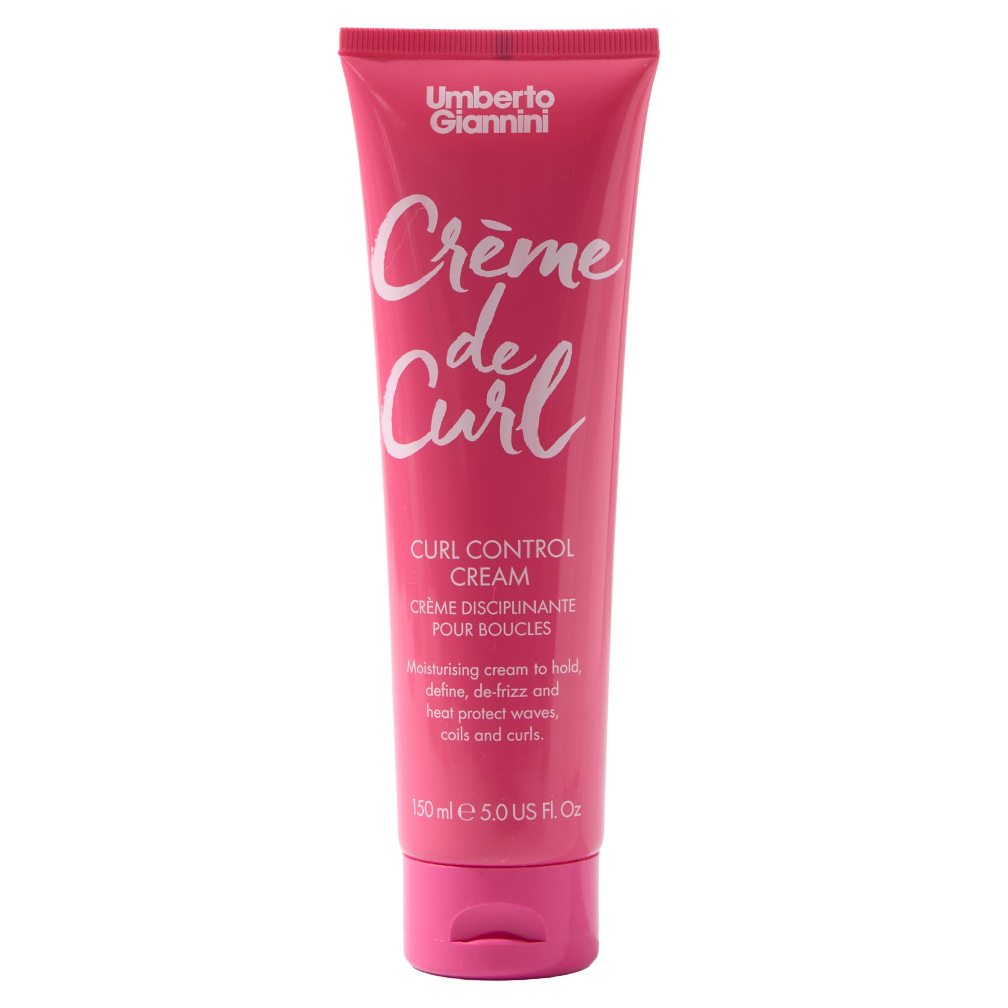 Umberto Giannini Creme De Curl – bouteille élégante pour contrôle des boucles et définition durable.