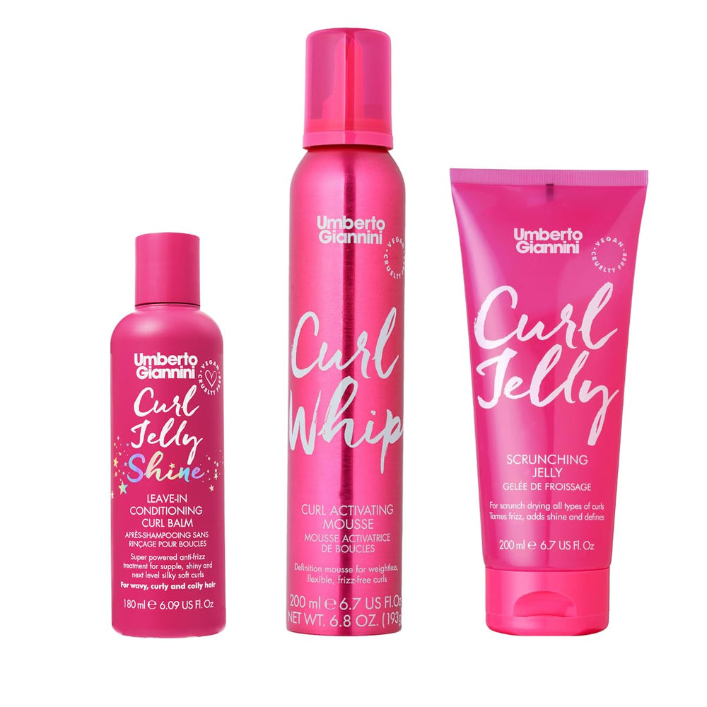 Umberto Giannini Curl Jelly Shine sur flacon; définition capillaire sans frisottis.