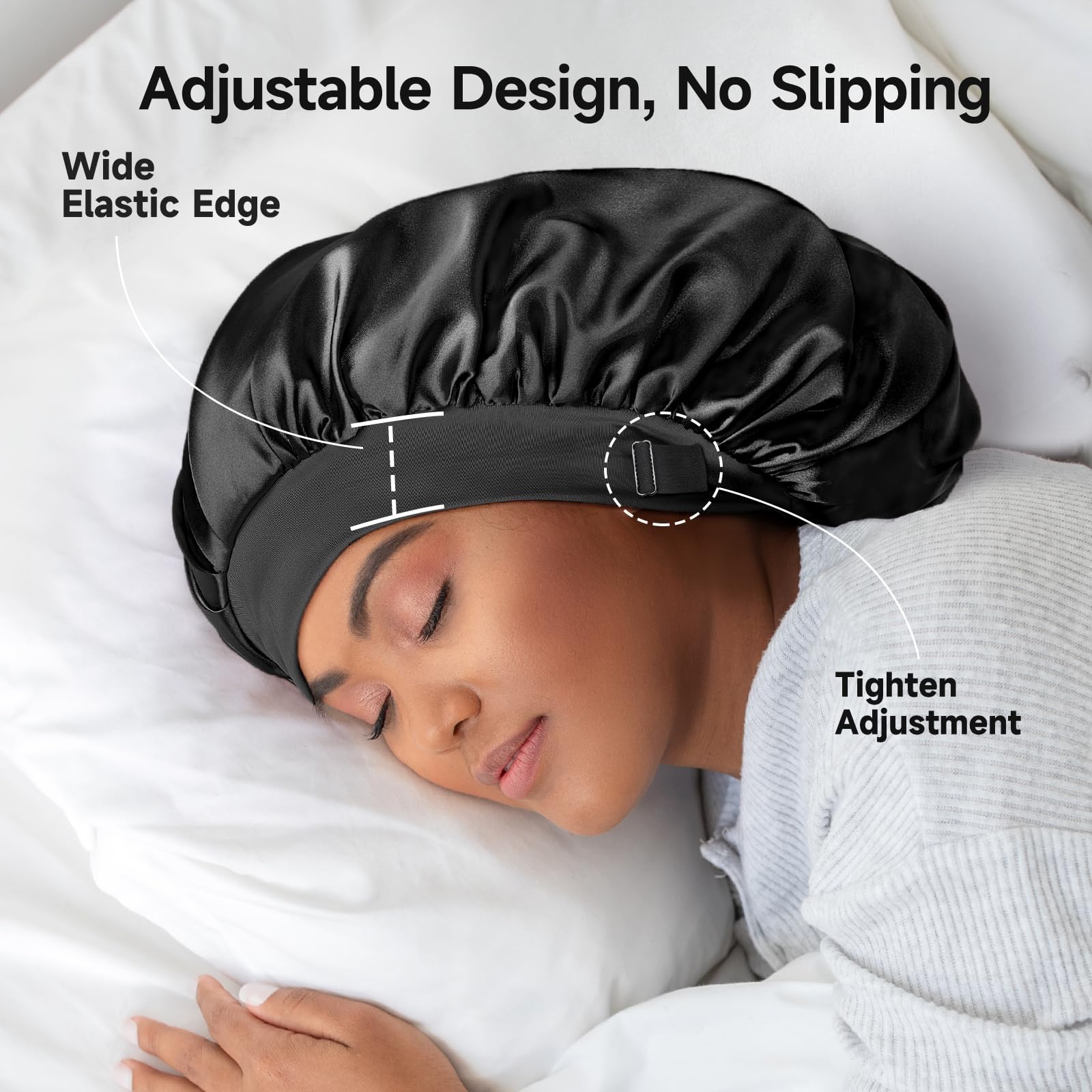 Umisleep bonnet grand format pour cheveux longs s'adapte à toutes les longueurs.