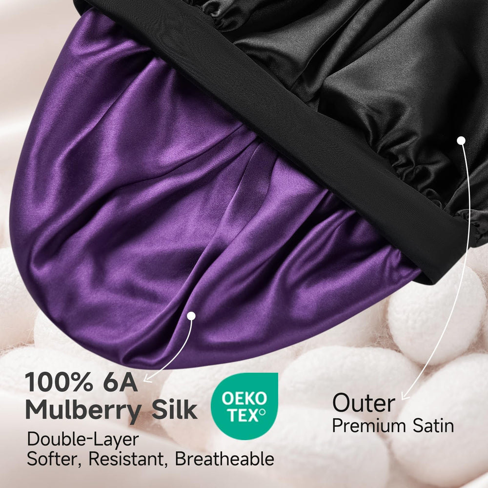 Umisleep bonnet soie 22 mommes avec bande elastique reglable pour maintien sûr.