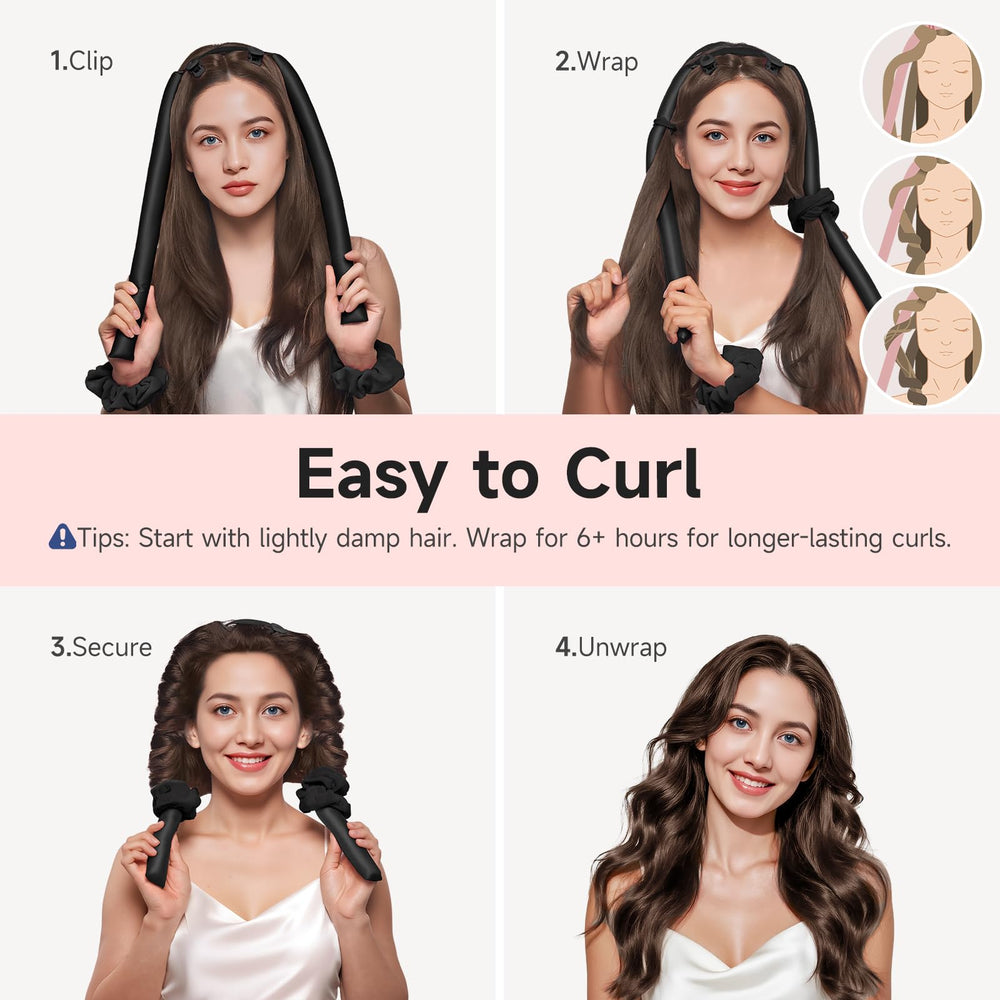 Élastiques et rubans velours pour ajuster les boucles selon le style.