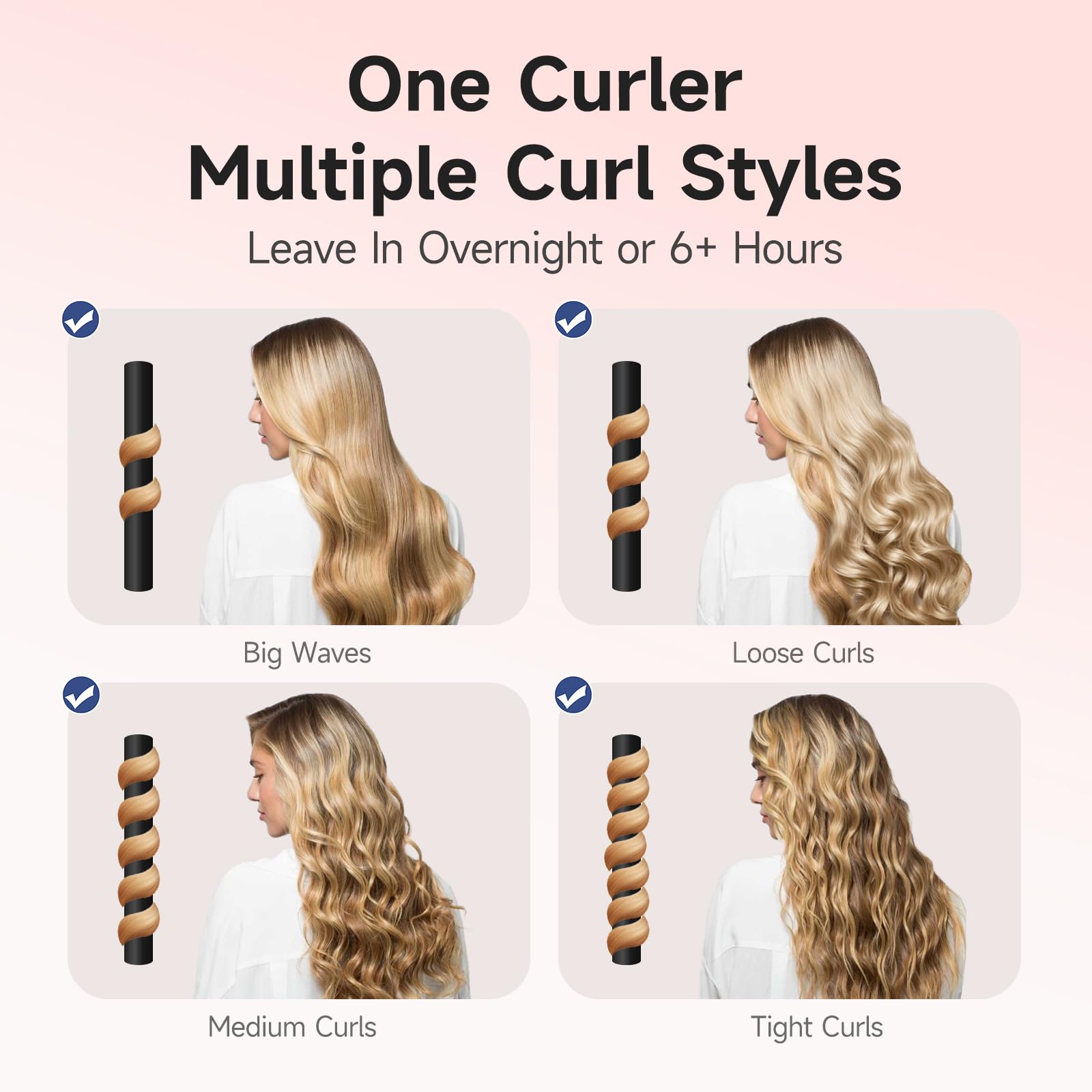 Pinces cheveux inclus garantissent une fixation sûre et pratique.