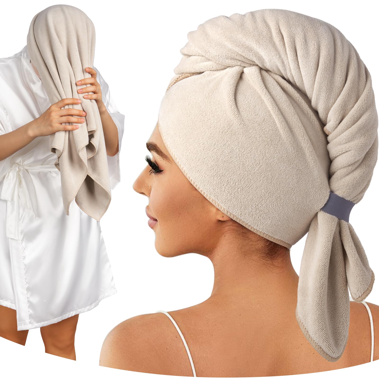 Umisleep serviette cheveux microfibre absorbante 41x22 camel, absorption rapide
