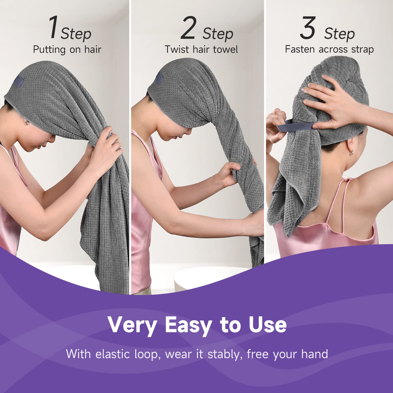 Umisleep turban cheveux absorbant rapide idéal pour cheveux épais et volumineux