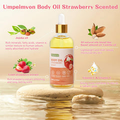 Umpeimvon huile corporelle fraise – ingrédients nourrissants pour la peau.