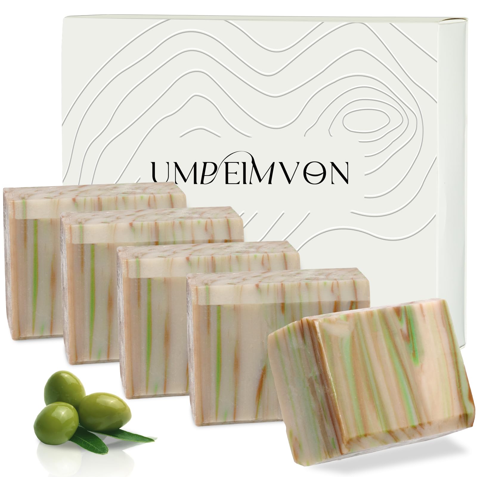 Umpeimvon savon huile d'olive nature barre, hydratation douce pour peau sensible.