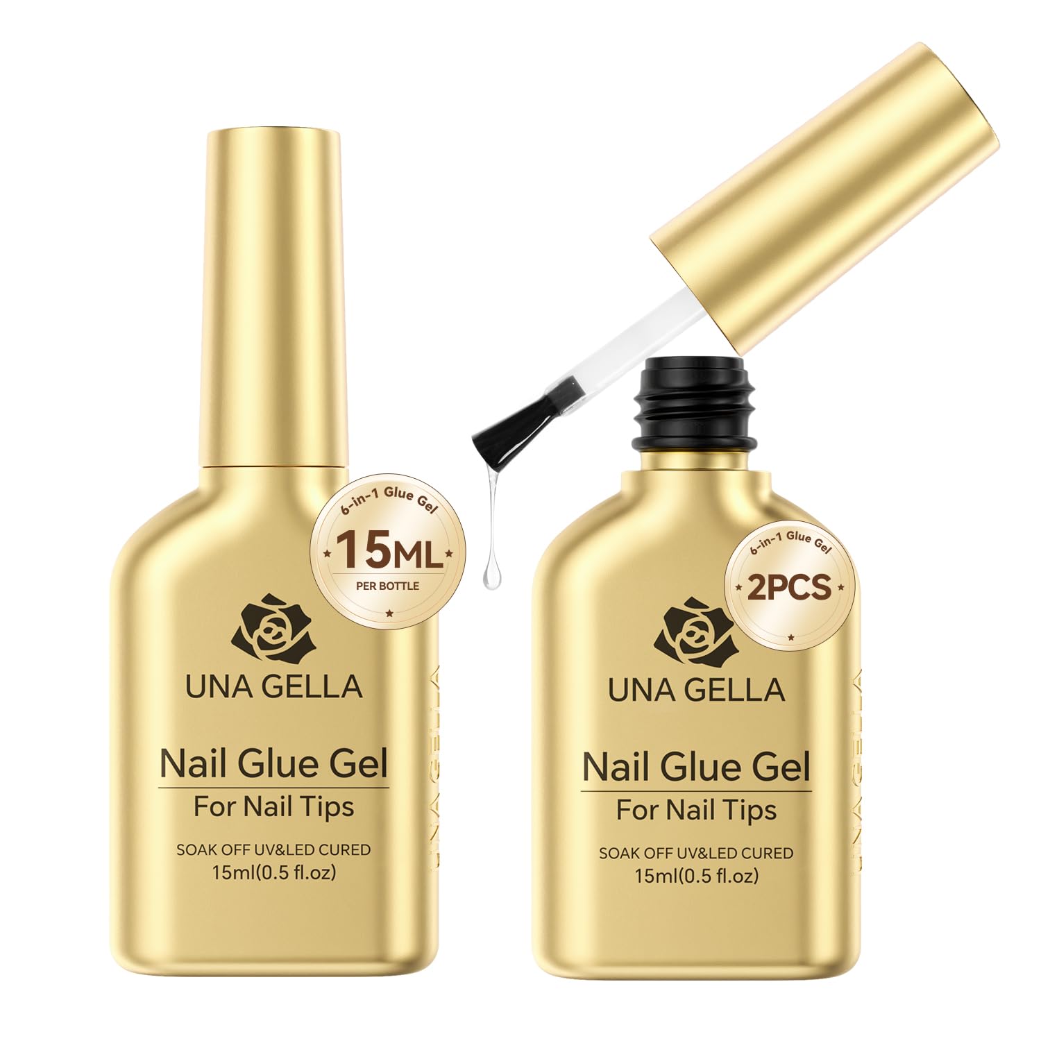 UNA GELLA 6 en 1 – bouteille 15 ml, adhérence ultra forte.