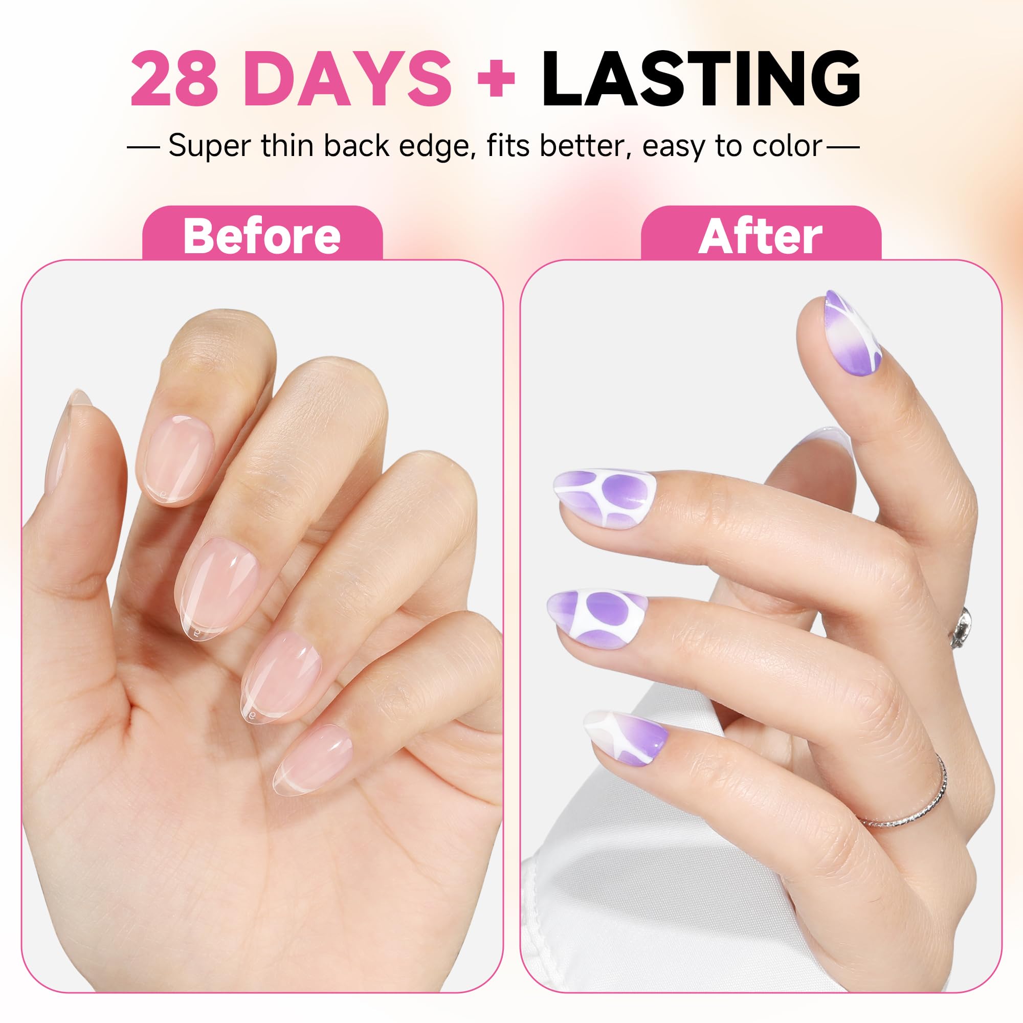 UNA GELLA: adhérence améliorée grâce à texture matte interne, pose stable.