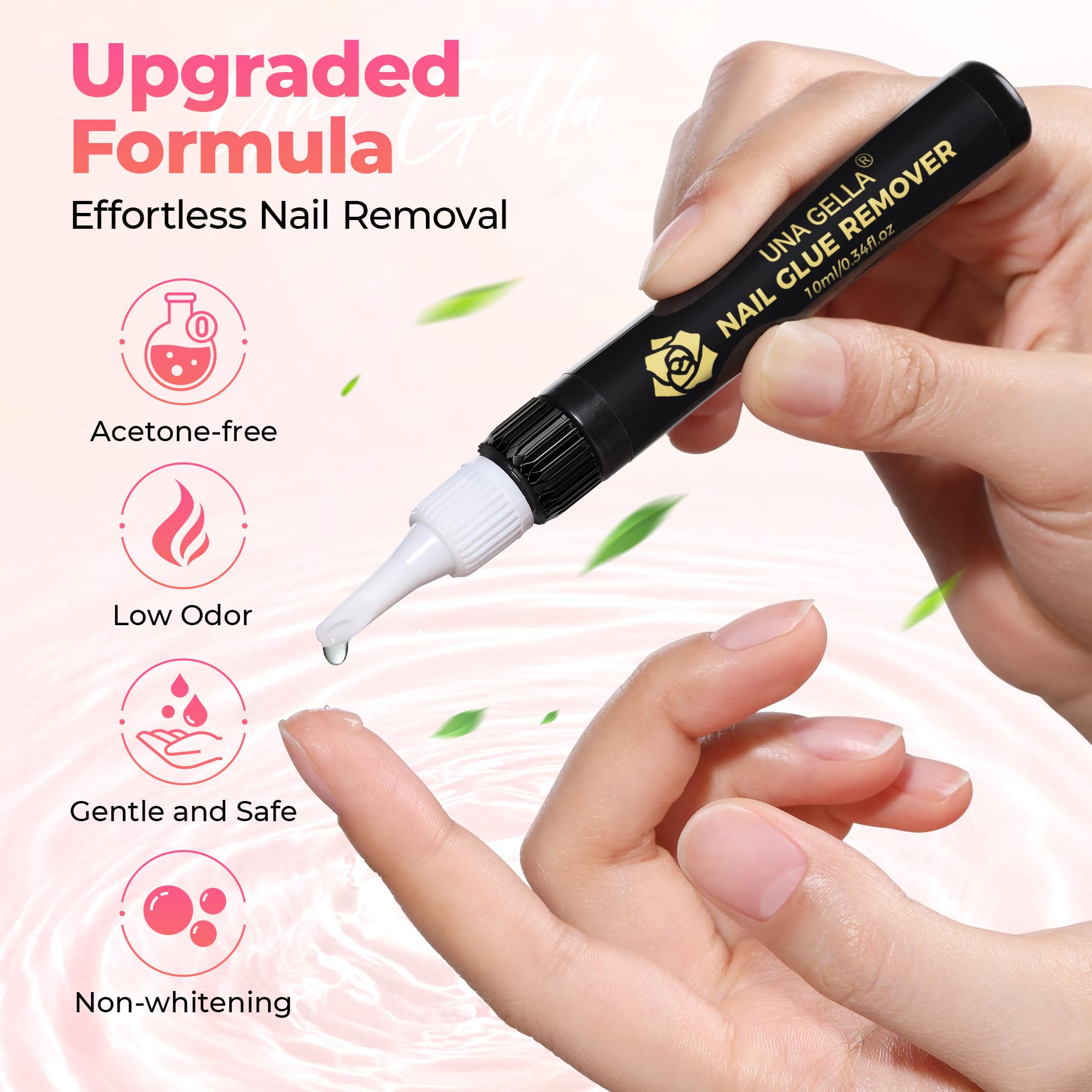 UNA GELLA adhesive-tabs removal demonstrates easy lift of nail tips without damage
