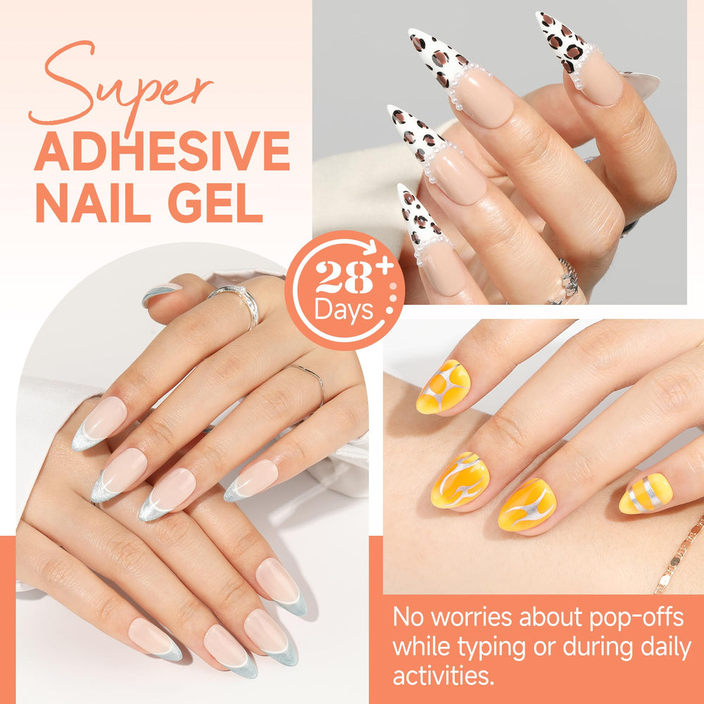 UNA GELLA: application du gel sur l'embout ongle pour une adhérence homogène.