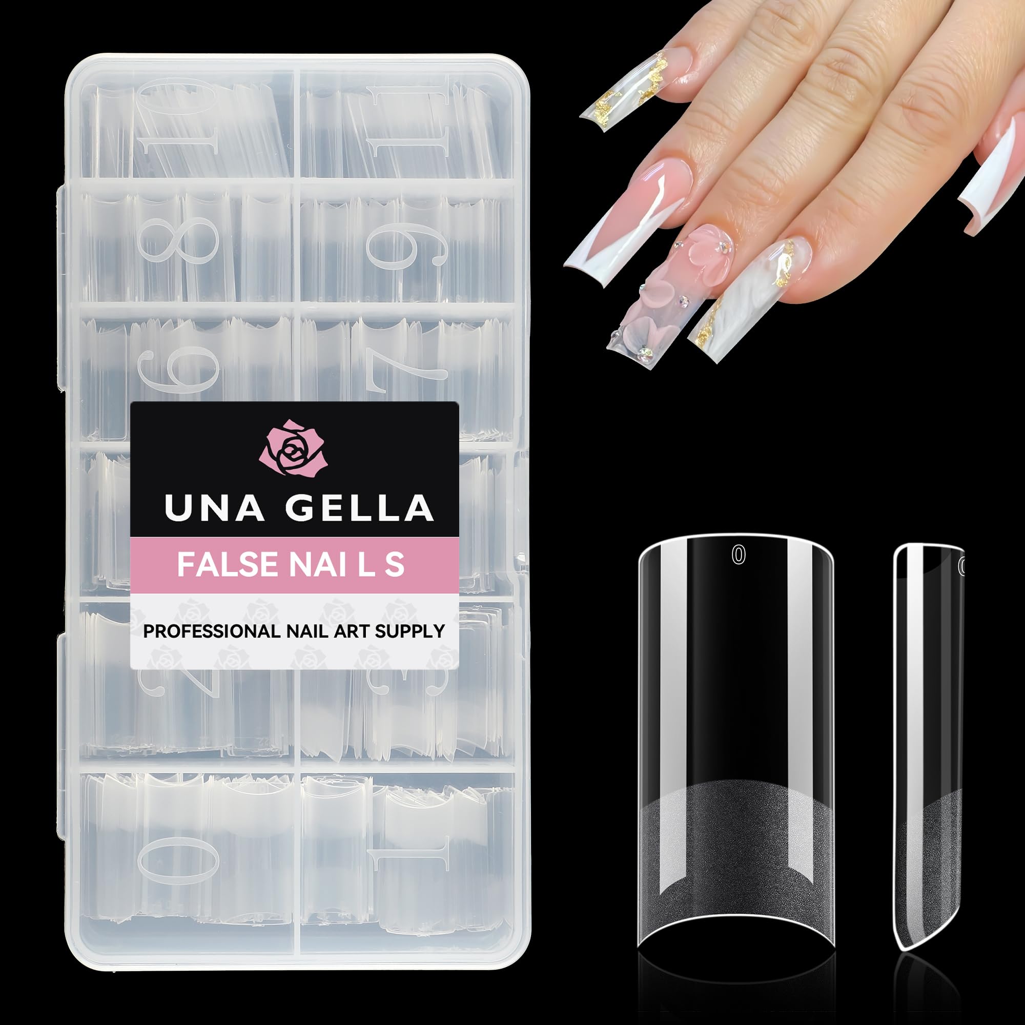UNA GELLA: emballage pratique pour extensions d'ongles carrés.