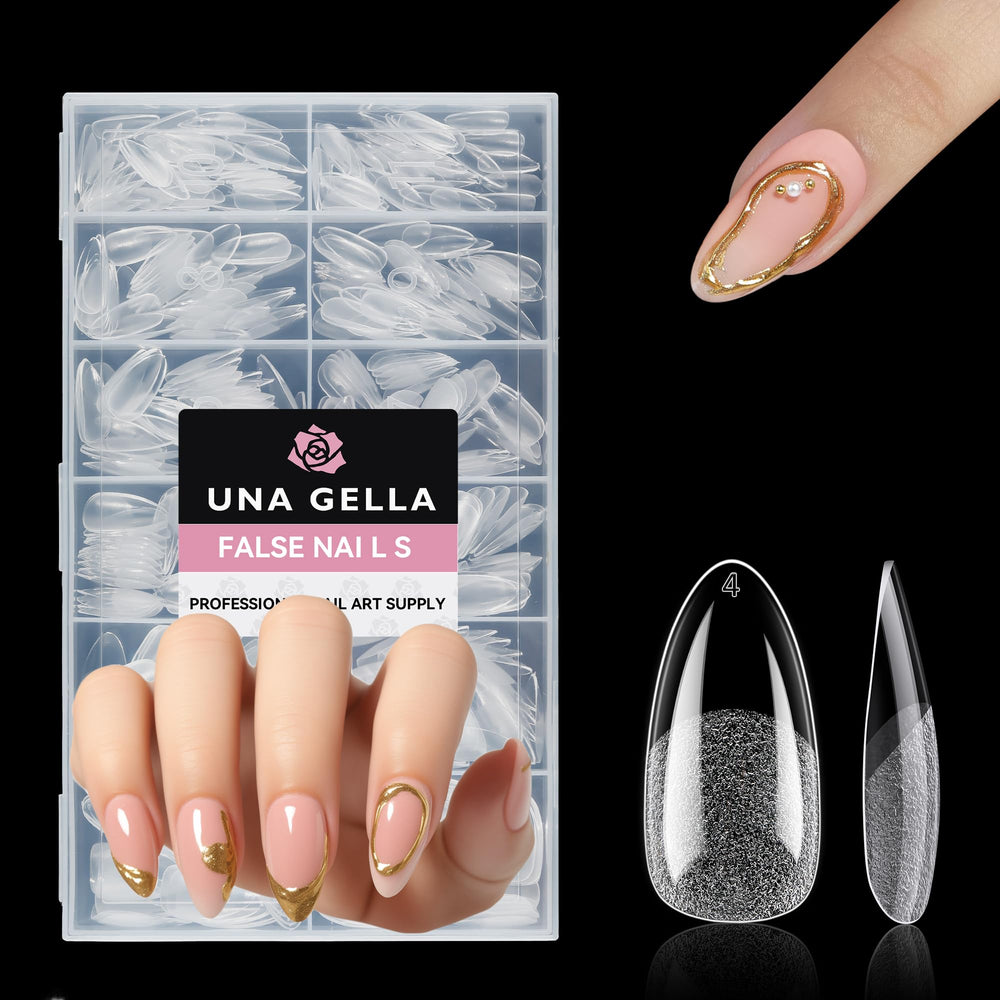 UNA GELLA – Bouts d’ongles amande moyen pour une adhérence durable.