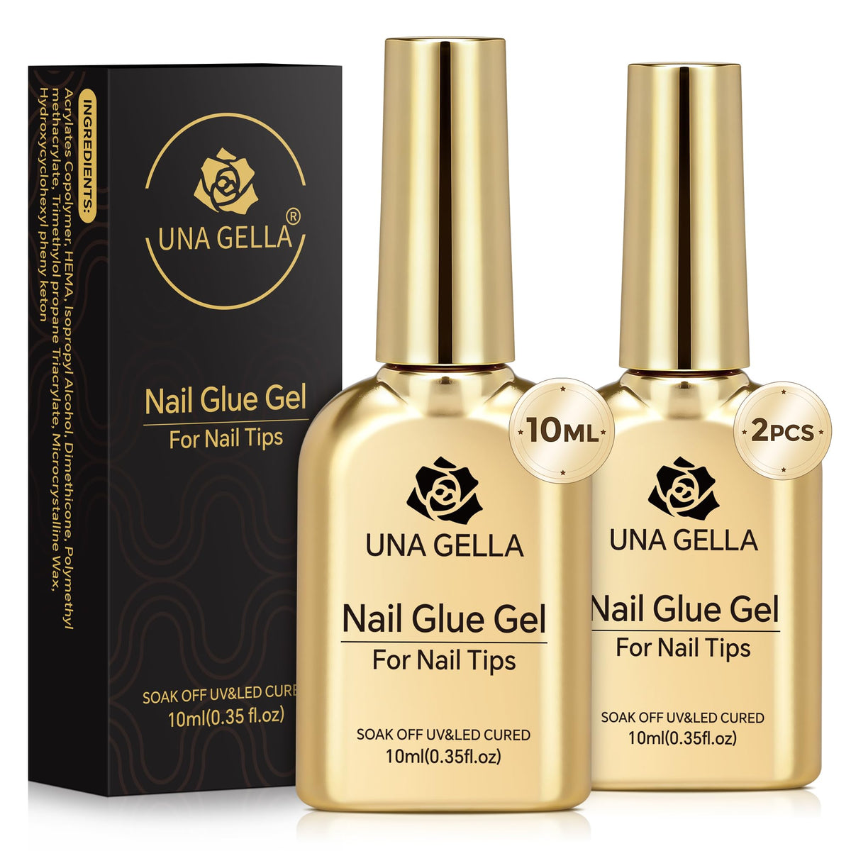 UNA GELLA Colle Gel 9 en 1, bouteille 10 ml pour une utilisation polyvalente.
