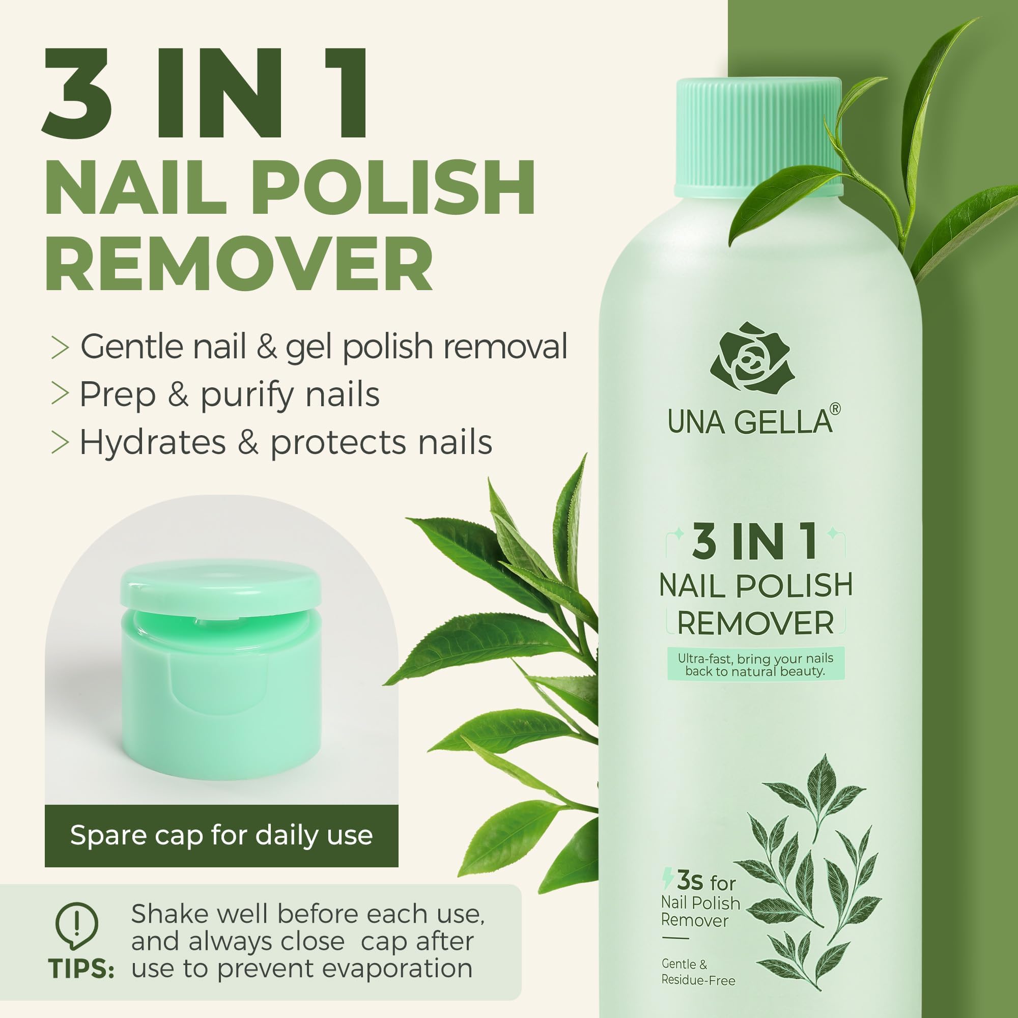 Bouteille UNA GELLA de 8 oz, format pratique pour usage maison.